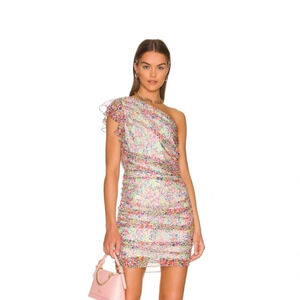 Amanda Uprichard Annora One Shoulder Mini Dress. Size Medium.